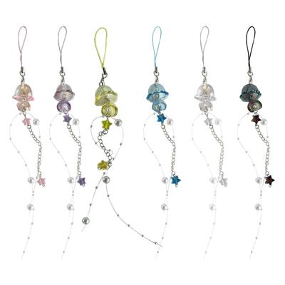 Sweet Jellyfish Star Pendant Phone Chain Keychain Y2k Girl Phone Lanyard for Backpack Jellyfish Phone Charm Keychain