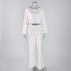 New product printed bow top trousers knitted women's pajamas homewear set autumn and winter Europe and America