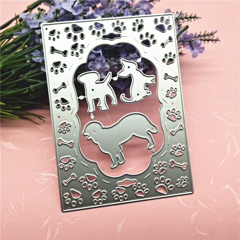 Three Dogs Greeting Art Card Background Scrapbooking Metal Cutting Dies Stencils For Diy Album Paper Card Decor