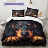 Black Dachshund Pattern Bedding Home Decoration Birthday Gift (1 * duvet cover + 2 * pillowcase, without core)