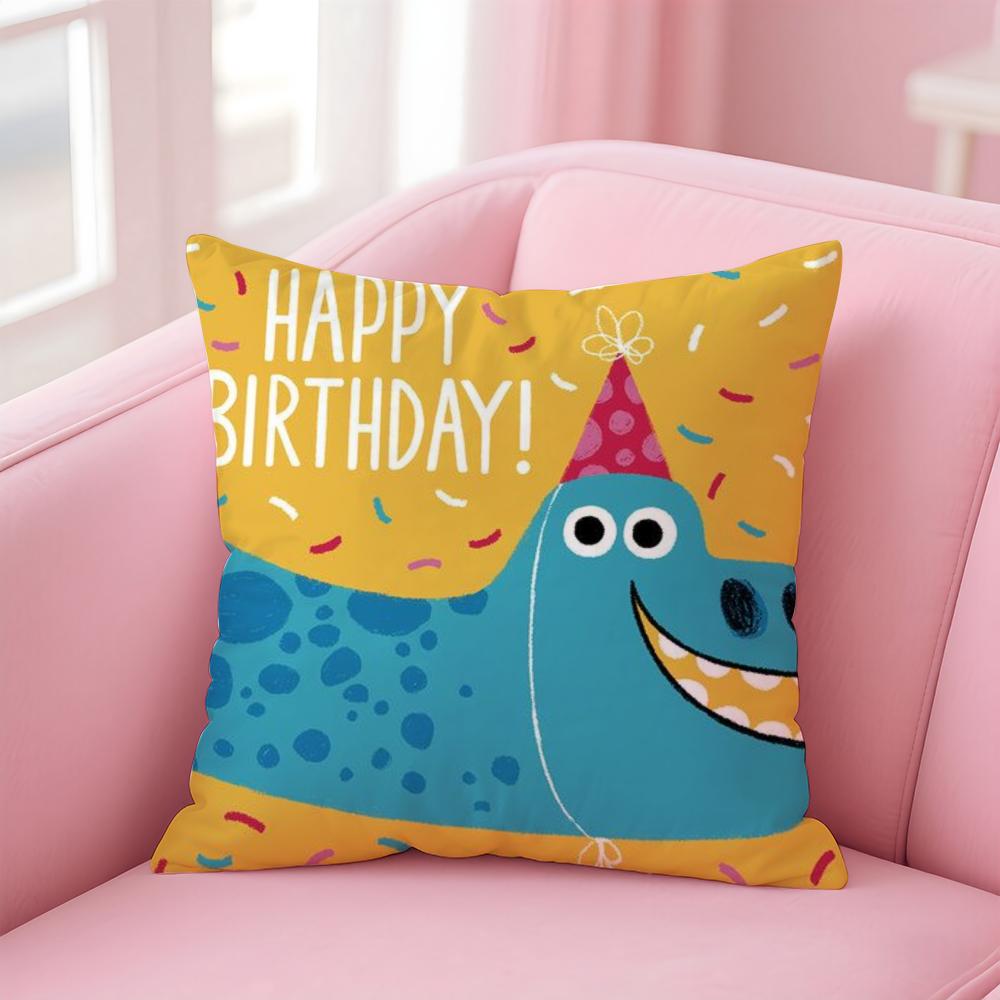 Cute Cartoon Dinosaur Cushion Cover Pillow Case Soft Friendly Fabric & Concealed Zipper