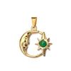European Retro Sun and Moon Stainless Steel Pendant with Semi-Precious Stone Charm for Women.