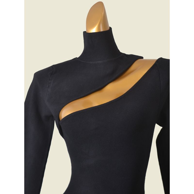 Fashion Style Turtleneck Skinny Inner Match Triangle Jumpsuit Stylish Chest Oblique Cut Sexy Slimming Sexy Bottoming Shirt