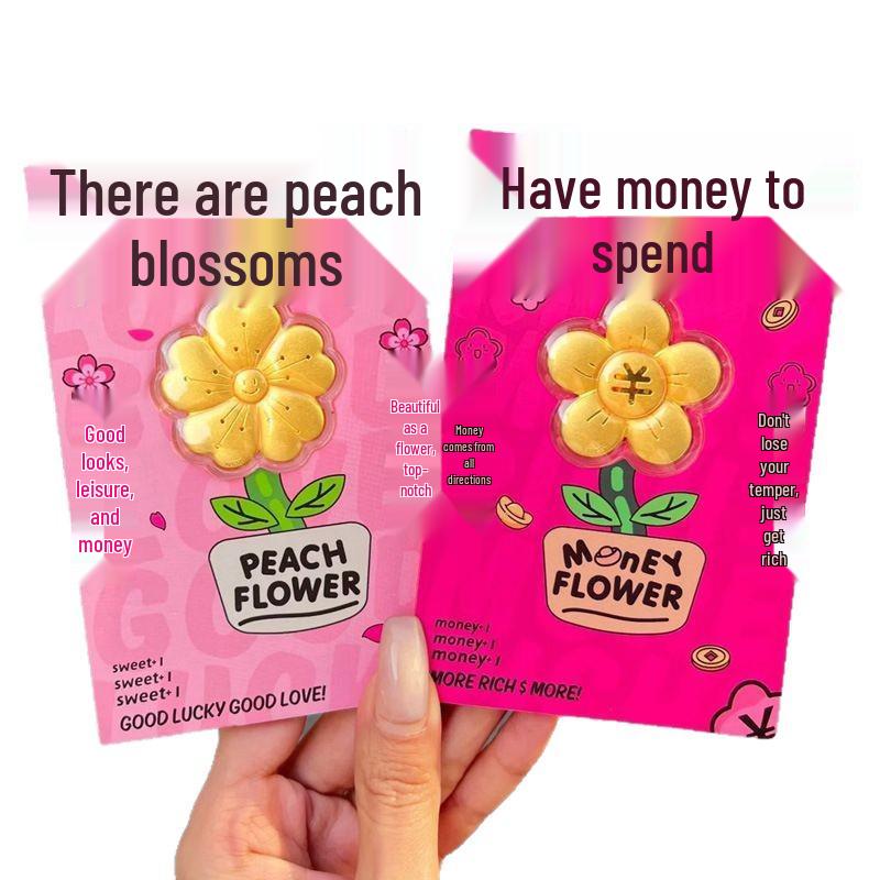 Shuibei 999 Fine Gold Peach Blossom Coin Eternal Flower Red Envelope Gift for Girlfriend or Best Friend