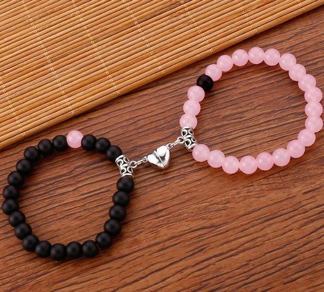European and American Black Horse Beaded Bracelet Snake Couple Bracelet Magnet Love Bracelet Personalized Jewelry