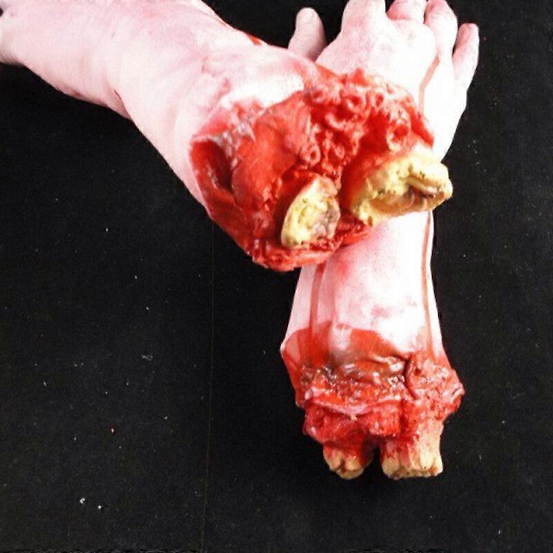 1 Pair Realistic Hands Prop Horror Bloody Fake Body Parts Severed Arm Hand Halloween Props