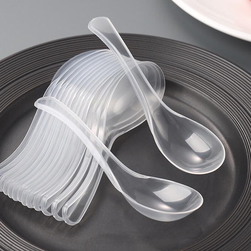 OIMG Crystal Hard Disposable Plastic Spoons