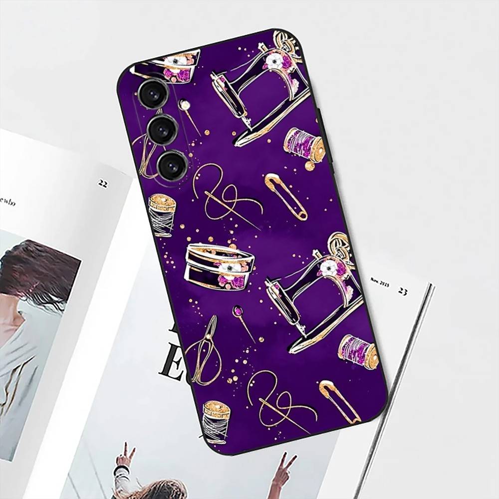 

Чехол для телефона Швейная машинка Для Samsung S25, S24, S21, S22, S23, S30, Ultra, S20, Plus, Fe, Lite, Note, 10 Черный Мягкий чехол Samsung S22plus5G