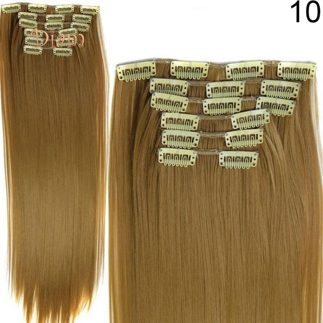 

Наращивание волос на клипсе с температурным волокном Diamo, прямой термостойкий парик 10#