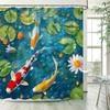 Rosa Blumige Karpfen Duschvorhänge Aquarell Kirschblüten Fische Koi Fisch Polyester Stoff Badezimmer Vorhang Dekor Mit Haken