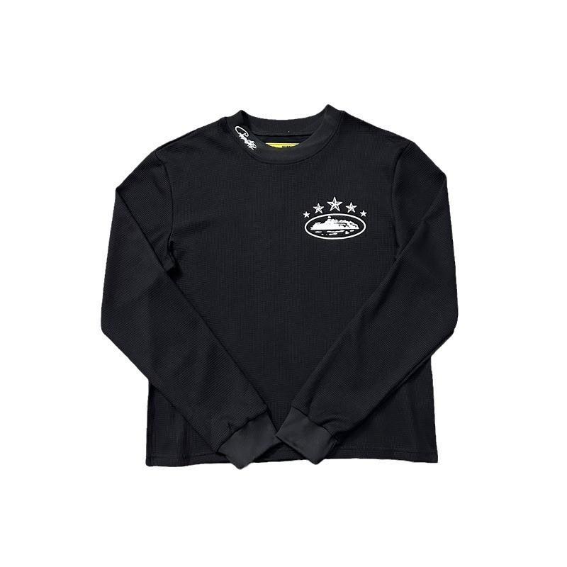 Croteiz Print Embroidered Streetwear Loose Fit Long Sleeve T-Shirt Men Women Couples