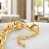 Gold Plated Chunky Chain Bracelet Stainless Steel Curb Link Bracelet Cable Chain Bracelet  For Men