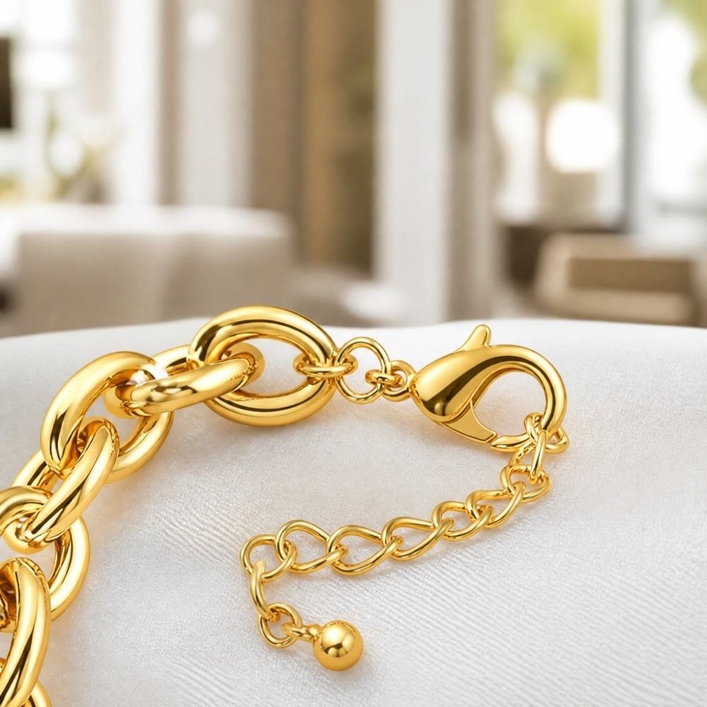 Gold Plated Chunky Chain Bracelet Stainless Steel Curb Link Bracelet Cable Chain Bracelet For Men
