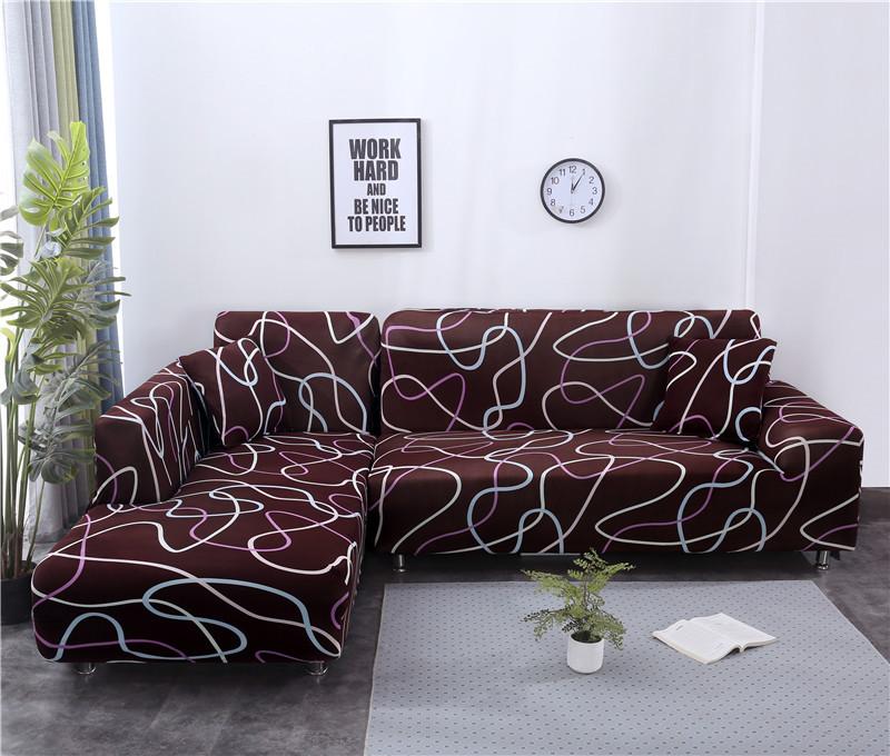 Geometrické rohové potahy na pohovku do obývacího pokoje Elastické potahy z spandexu Potah na pohovku Natahovací ručník na pohovku Tvar L Potřeba Koupit 2 kusy