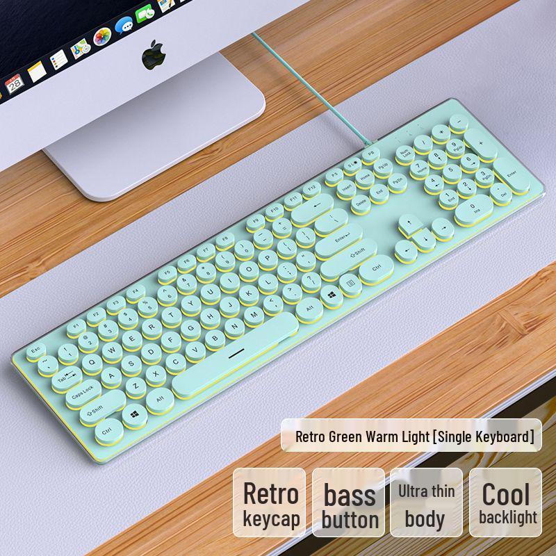 Silent Wired Chocolate Punk Keyboard - USB for Home, Office, Gaming, and Typing