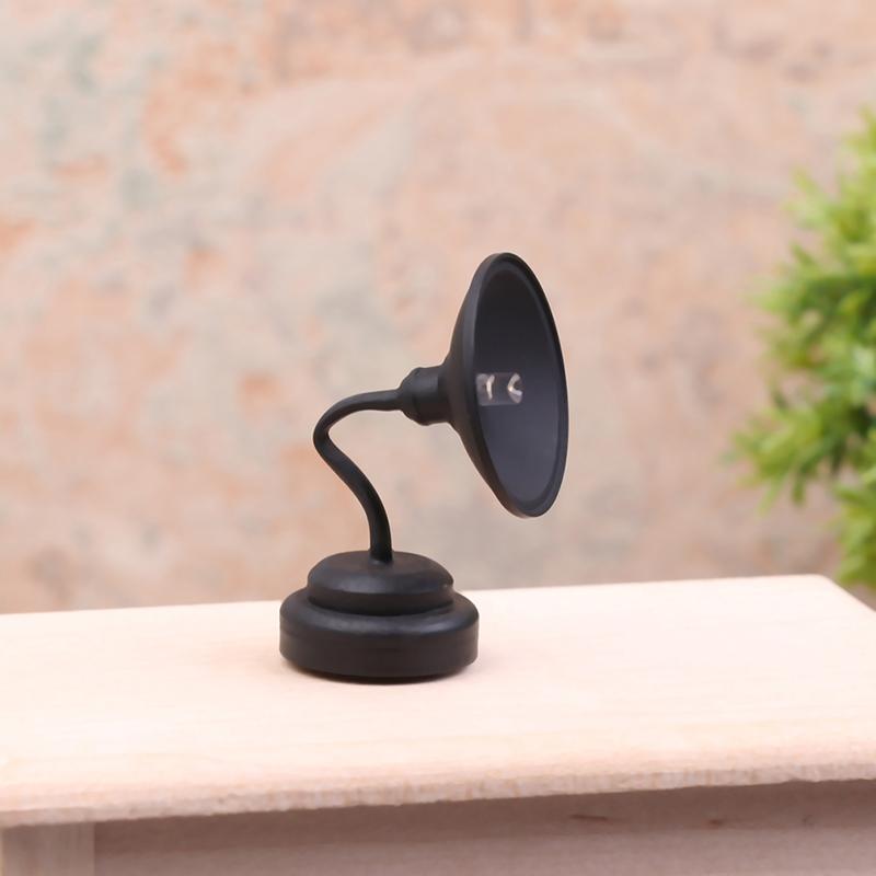1:12 Dollhouse Miniature Led Lamp Desk Lamp Black Wall Lamp With Switch Furniture Model Decor Toy