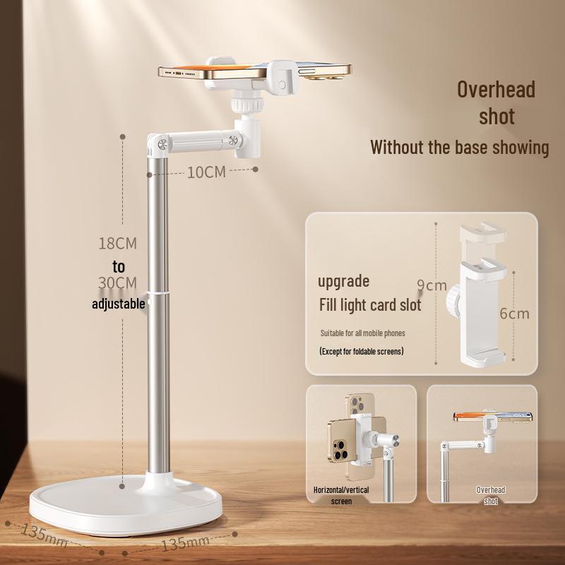 Soporte para teléfono móvil 2025: Soporte de Escritorio para Transmisión en Vivo y Selfies Cenitales, Uso Universal para TikTok y Videos.