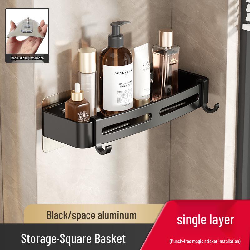 Punch-Free Wall-Mounted Bathroom Storage Shelf