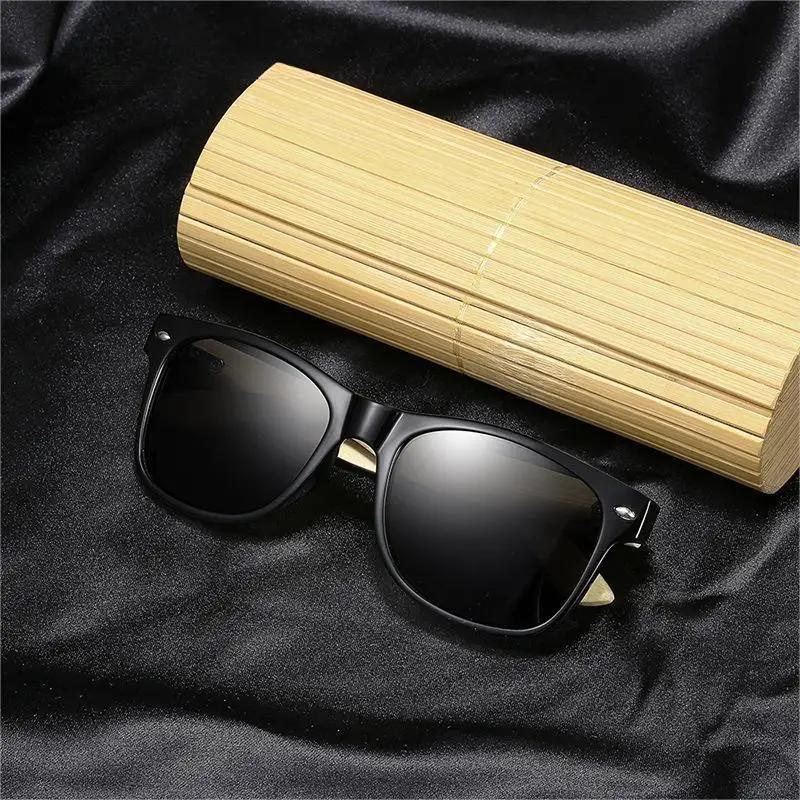 Bamboo Wood Vintage Square Sunglasses Men Women Luxury Designer UV400 Wooden Driving Fishing Eyewear