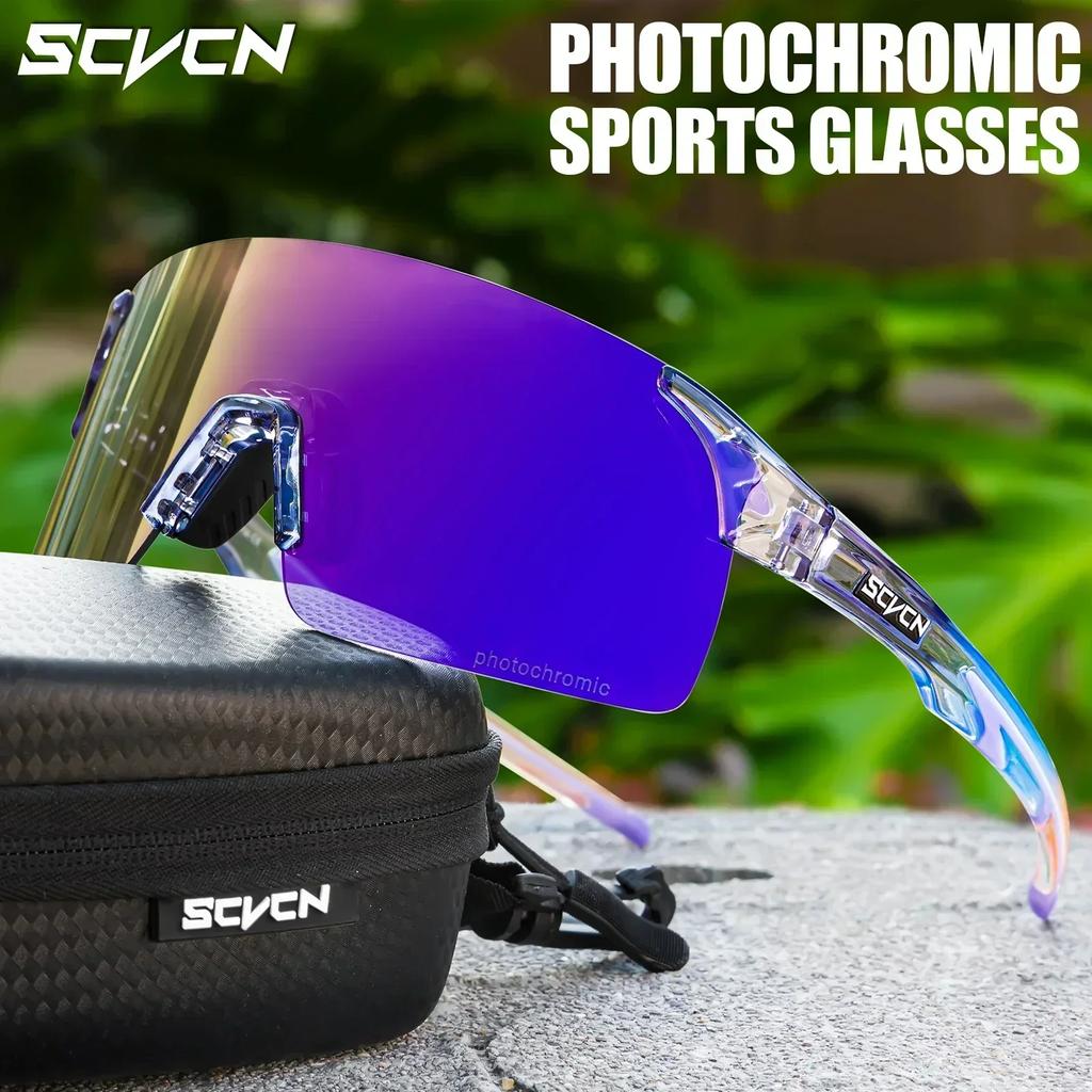 Scvcn Photochromic Sunglasses Cycling Blue Outdoor Sports Bike Glasses Red Man MTB Fishing Glasses Eyewear Bicycle Goggles 2024