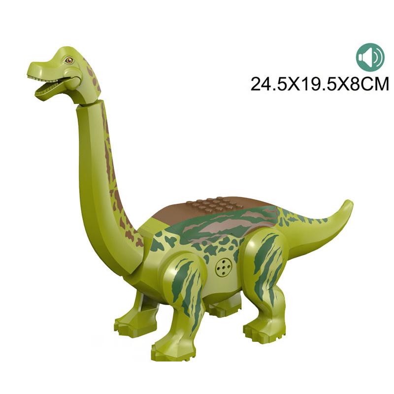 With Sound Assembled Building Blocks Dinosaur World T-Rex Velociraptor Triceratops Jurassic Animal Model Bricks Figure Toys Gift