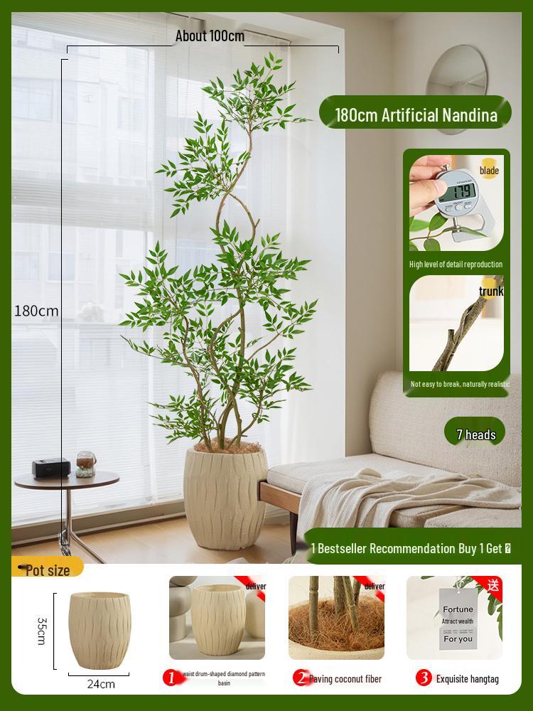 Nandina Bionics Artificial Tree: Elegant Indoor Decor, Large Potted Floor Plant