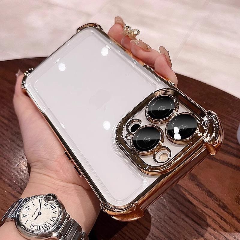 Applicable To IPhone17 Electroplated High Breathable Bag Four Corner Anti Fall Mobile Phone Case Apple 16 Comes with Lens Film Protection Case
