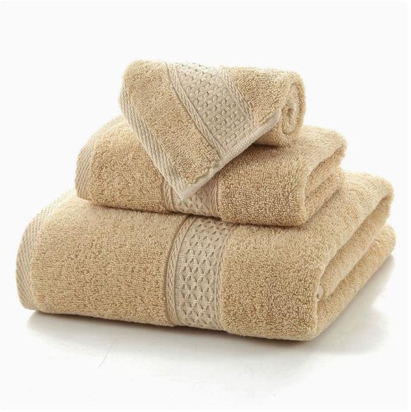 Soft Pure Cotton Bath Towel Set - 3-Piece Absorbent Combed Towels