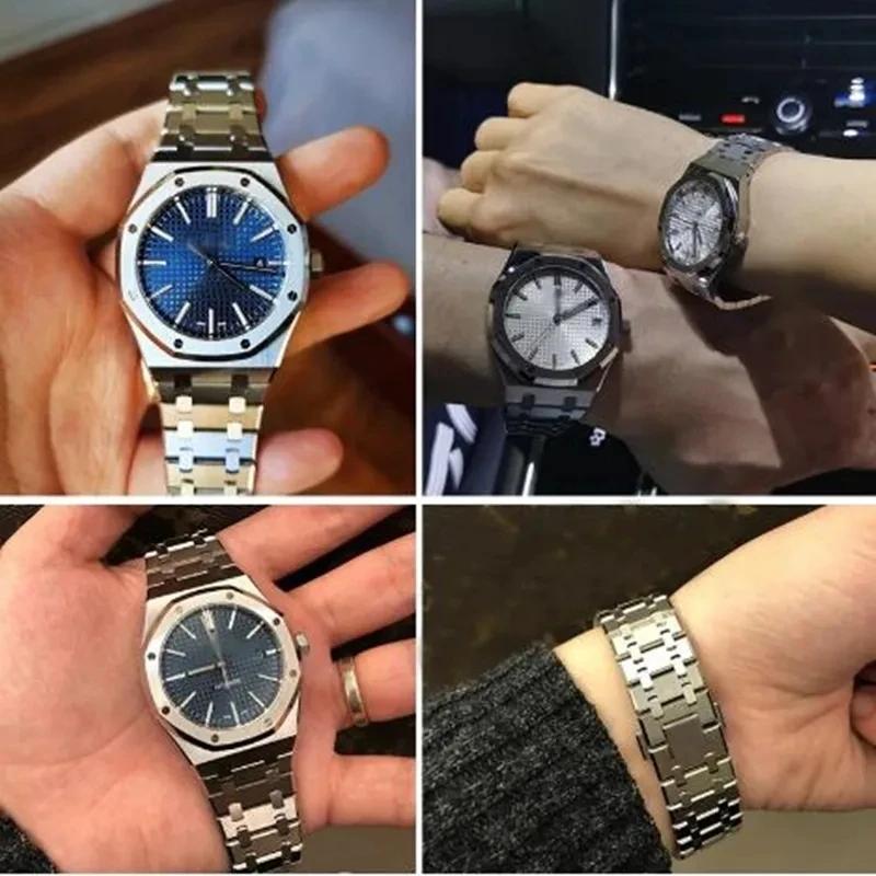 Watchbands 21mm 26mm Men Women Full Stainless Steel Bracelet For AP ROYAL OAK 15400 26331 15500 Watch Strap Folding Buckle