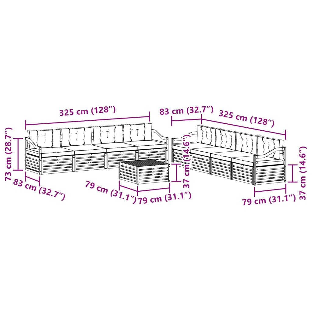 Outdoor Sofa Set with Cushions 9 pcs Natural and Anthracite
