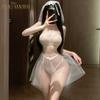 New Women's Sexy Lace Halter Roleplay Bride Dress Lady Honey Moon Cosplay Wedding Lingerie Dress Sweet Girl Dating Babydoll