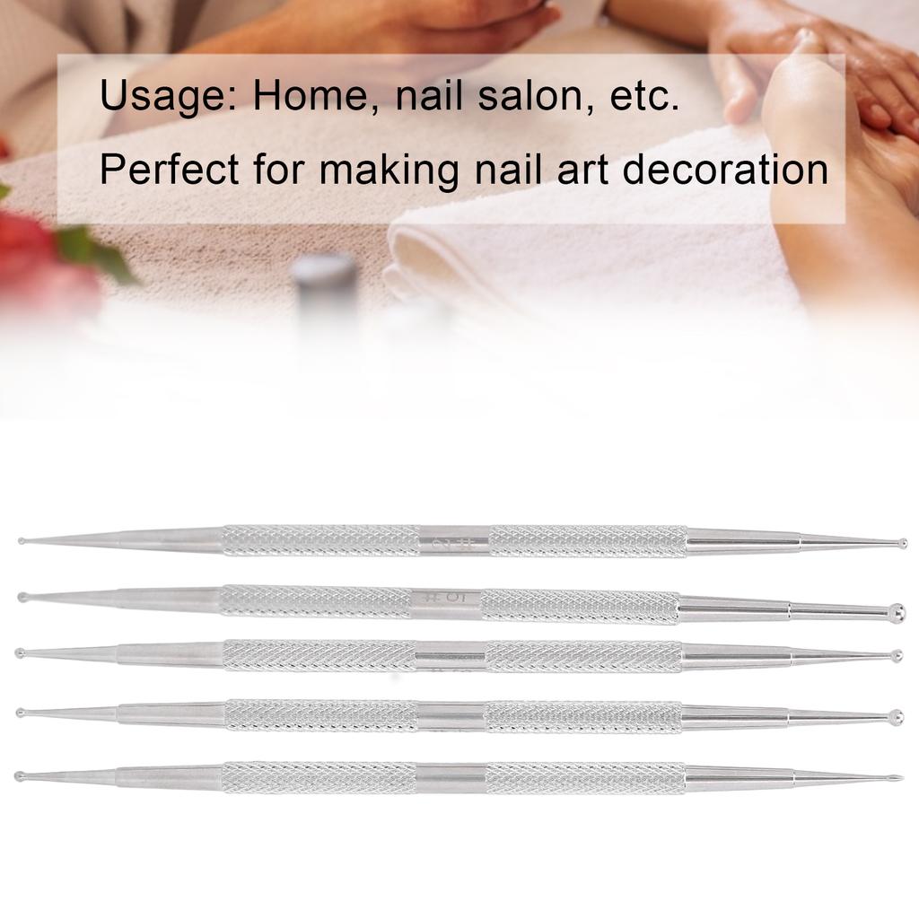5pcs Double Head Nail Art Dotting Pen Stainless Steel Nail Painting Pen DIY Decoration Dotting Pen