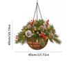 Sztuczna zieleń Koszyk świąteczny Sztuczny wiszący koszyk świąteczny z szyszkami jagodami do wystroju domu imprezy świątecznej