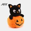 Desktop Decoration Halloween Ghost/Pumpkin Black Cat Plush Figurine, Soft Stuffed Doll Ghost Keychain with Hanging Chain, Creative Photography