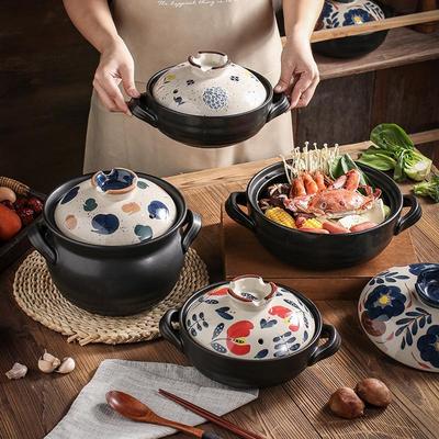 High-Temperature Resistant Hand-Painted Japanese Stew Pot - Ceramic Casserole with Lid