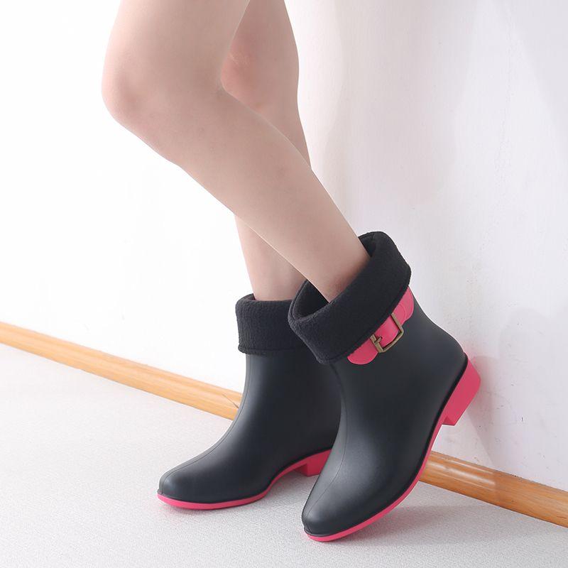 Waterproof Mid-Calf Rain Boots for Women Luxury Boots Warm & Durable Adult Female Waterproof Footwear with Anti-Slip Sole