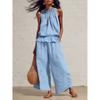 Bohemian Style Womens Sleeveless Twopiece Set With Polyester Fabric For Casual Summer Wear