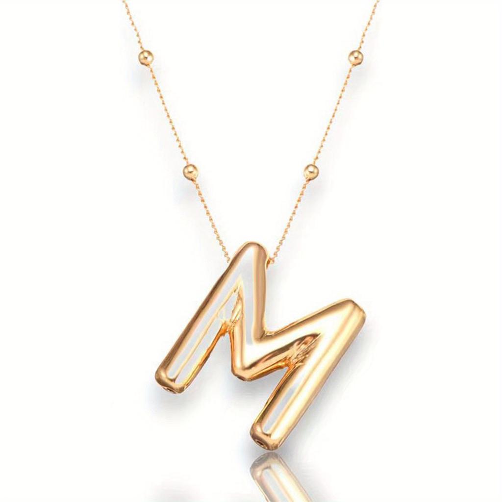 Glossy English Letter Copper Pendant Necklace Jewelry 26 Letter Special Gifts For Women