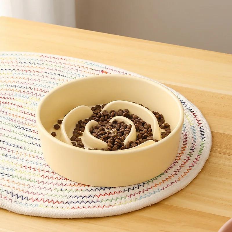 Slow Feeder Cat Bowl Ceramic Cat Food Bowl for Cervical Spine Protection Anti-choking Cat Slow Feeding Dish Bowl Pet Supplies