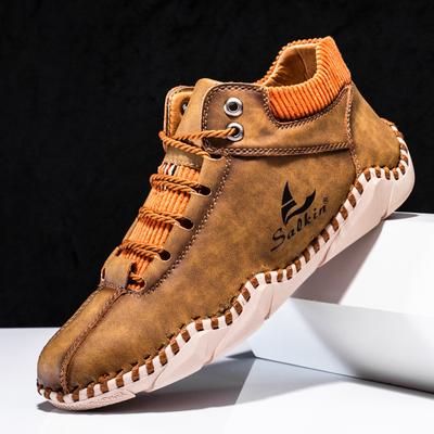 Spring and Autumn New Men's Casual Leather Boots High-top Martin Boots Tooling Boots Large Size Handmade Men's Shoes