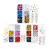 ORANGEXINY [Hologram Stickers for Nails] Star, Heart, Round, 6 Colors X 3 Types, Glitter, Storage Case Included, Ultra-thin Glitter, Gel Nails, DIY