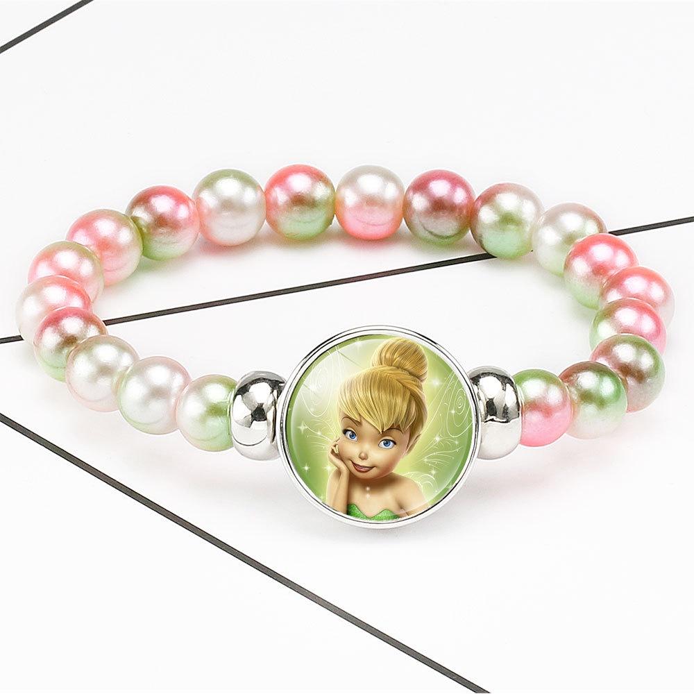 Princess Series Bracelet For Children Creative Cartoon Image Rainbow Beads Adjustable Wristband