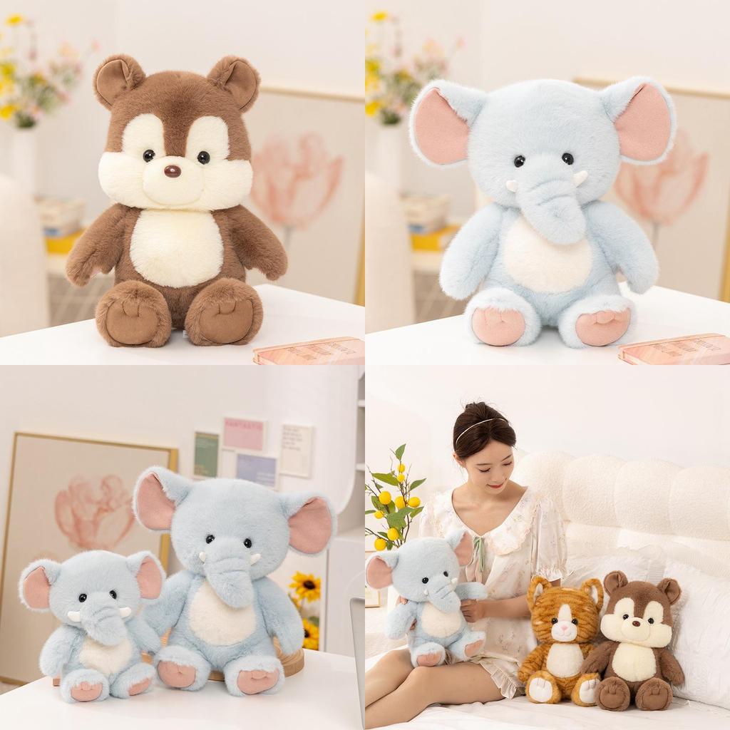 Ekorr og tegneserieelefant plysjleker med PP-bomullsfyll for barnegave
