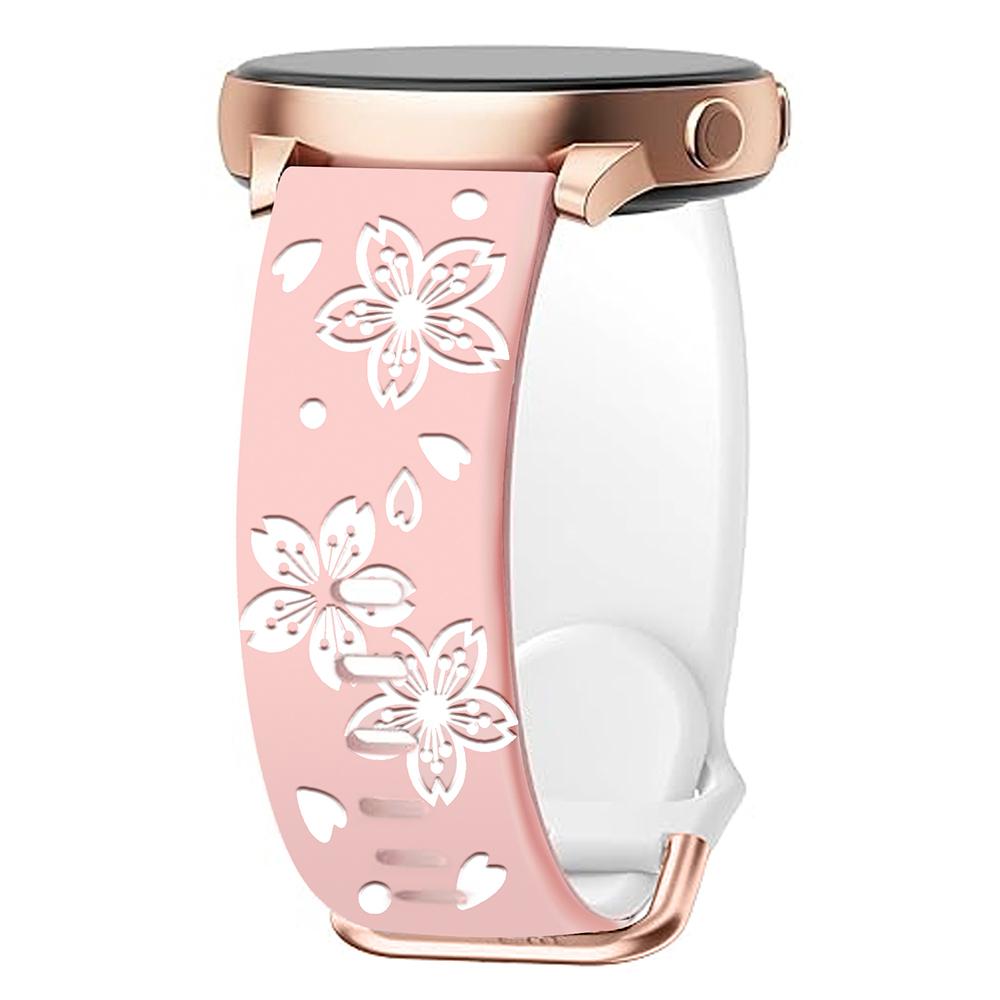 Universal 20mm Width Flower Engraved Watchband For Samsung Galaxy watch 7 6 4 5 Strap Huami Amazfit Active GTS 4 Mini 3 Pro GTR 2e Silicone Bracelet