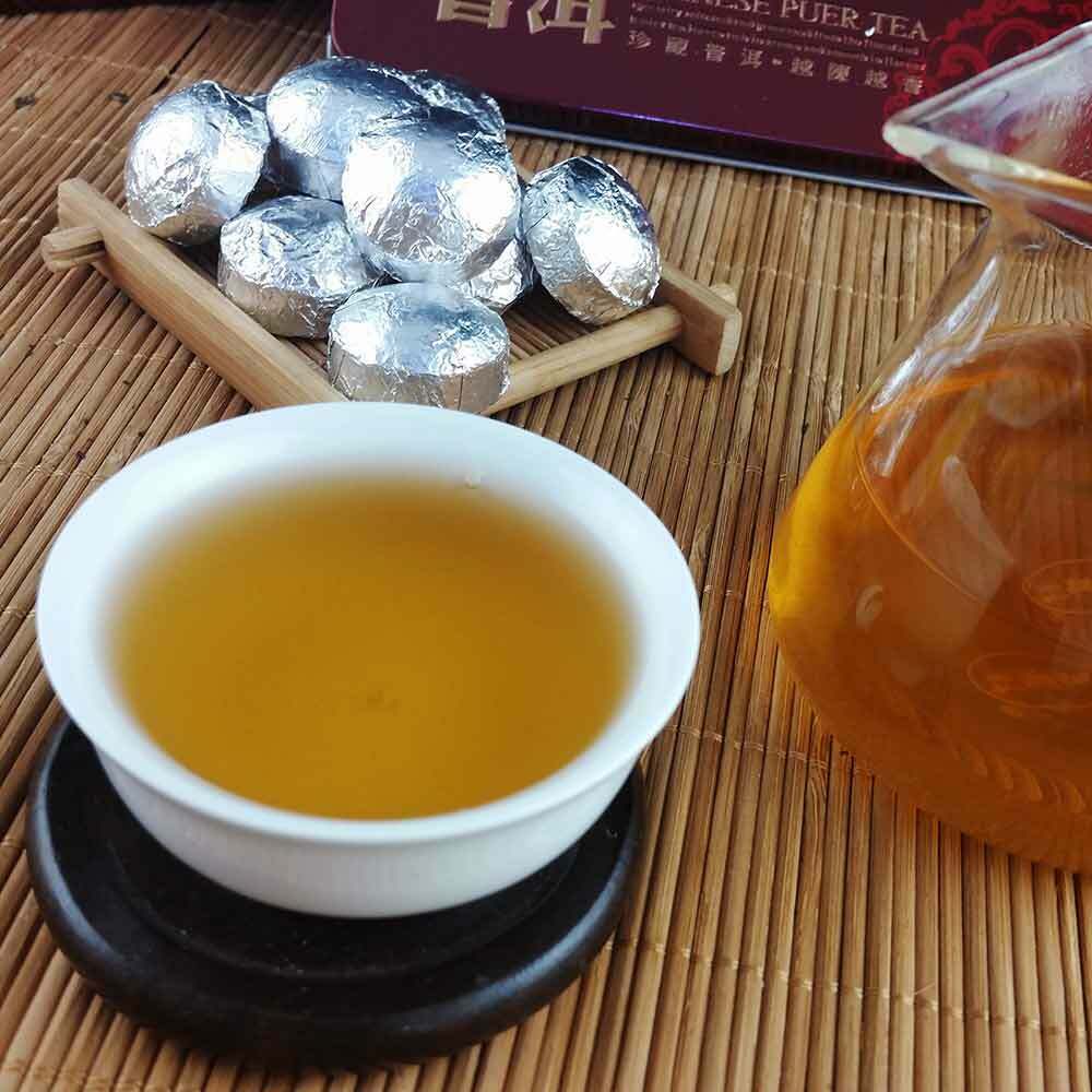 High Quality Mini Shen Puerh Silver Tin Foil Packing Tuocha Top Raw Puer Tea 75g