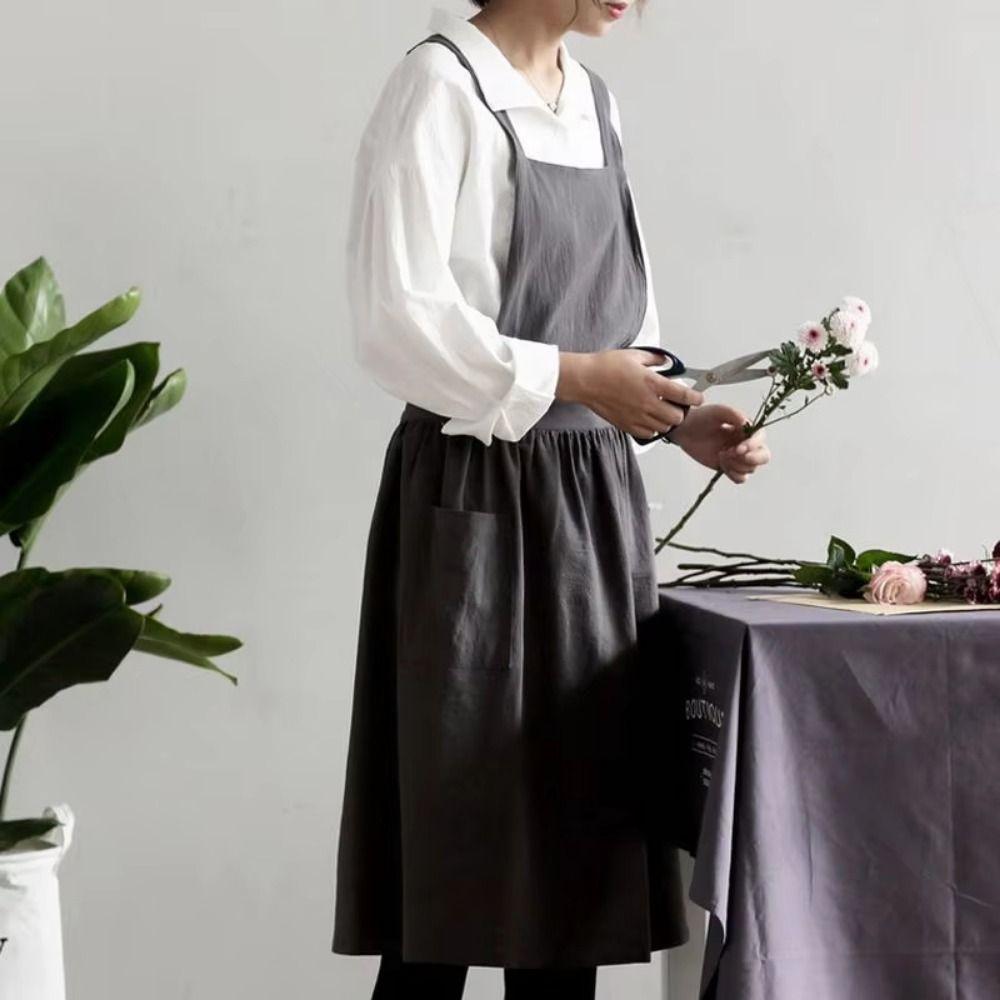 Adult/Children Kitchen Cooking Apron Solid Color Gardening Work Uniform  Craft Workshop