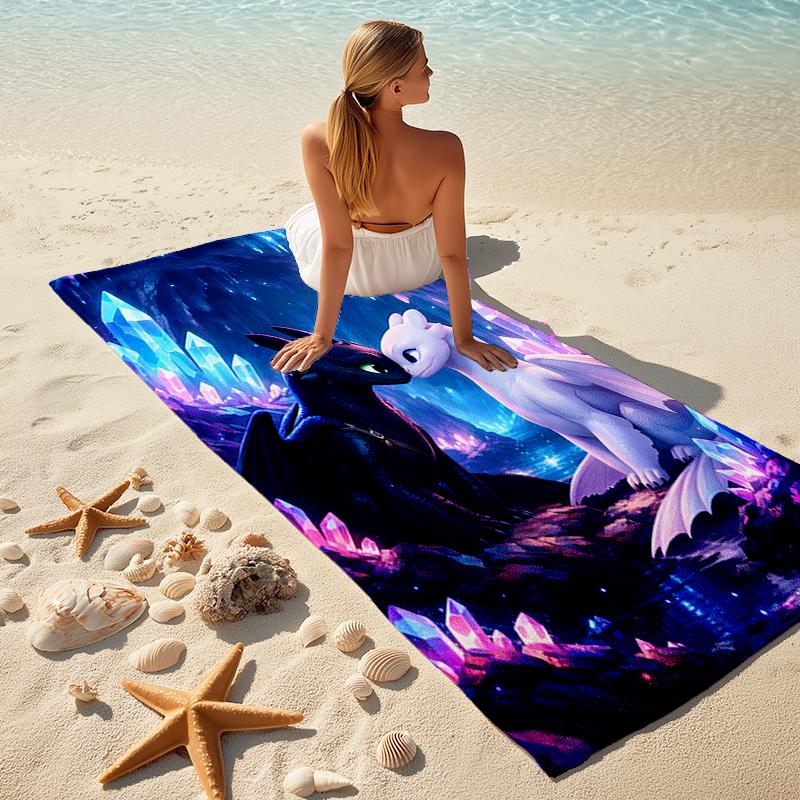 1pc Toothless2 Beach Towel, Comfortable and Thick, and Swimming/Bath/Picnic/Camping Towel, Suitable for Seaside Beaches