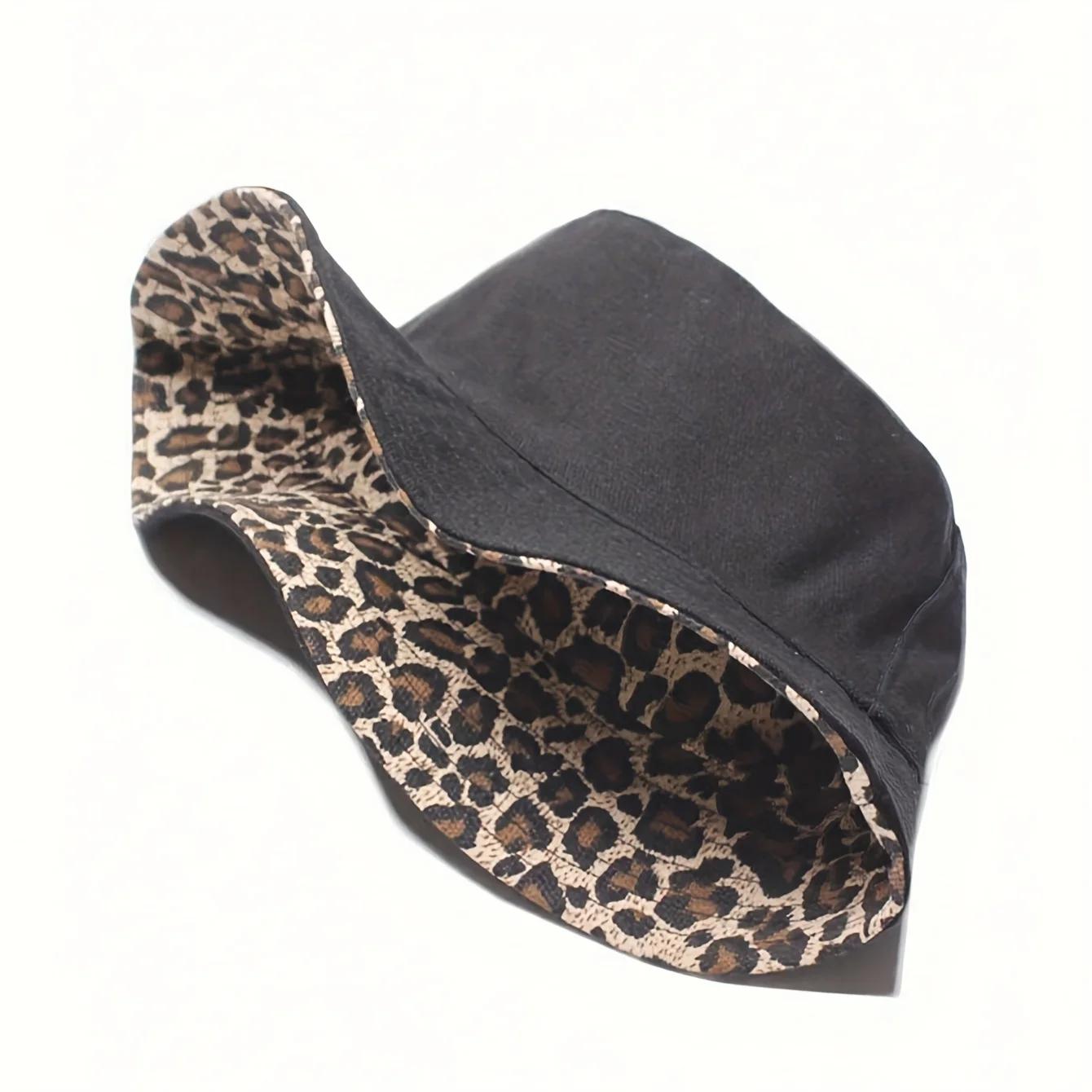 

1Pc Leopard Print Double-sided Hat Fisherman Hat New Foldable Mountain Climbing Street Dance Hip-hop Hat,Outdoor Casual Hat