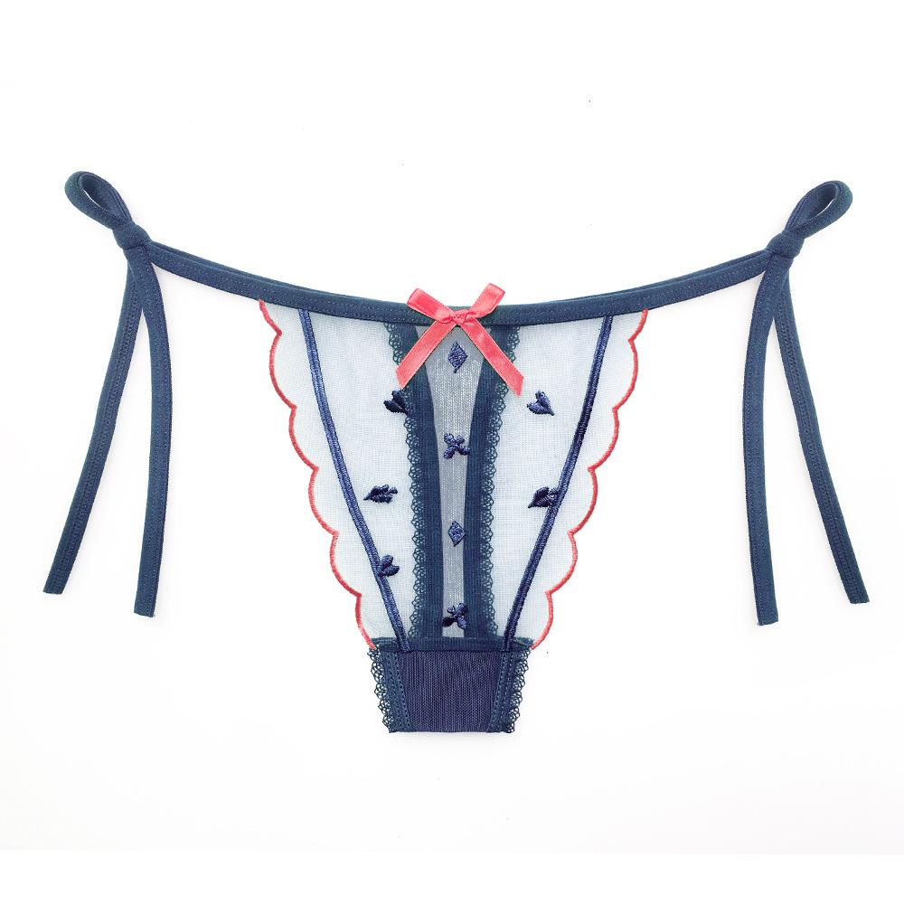 Japanese Soft Girl Girl Panties Jacquard Tulle Breathable Cute Lolita Thong Slightly Fat MM Large Size Strap Type