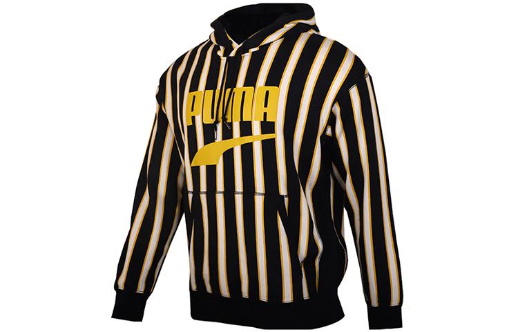 PUMA Sweatshirts Men s Black Yellow Multicolor Hooded Moderate Regular 596004-01 L